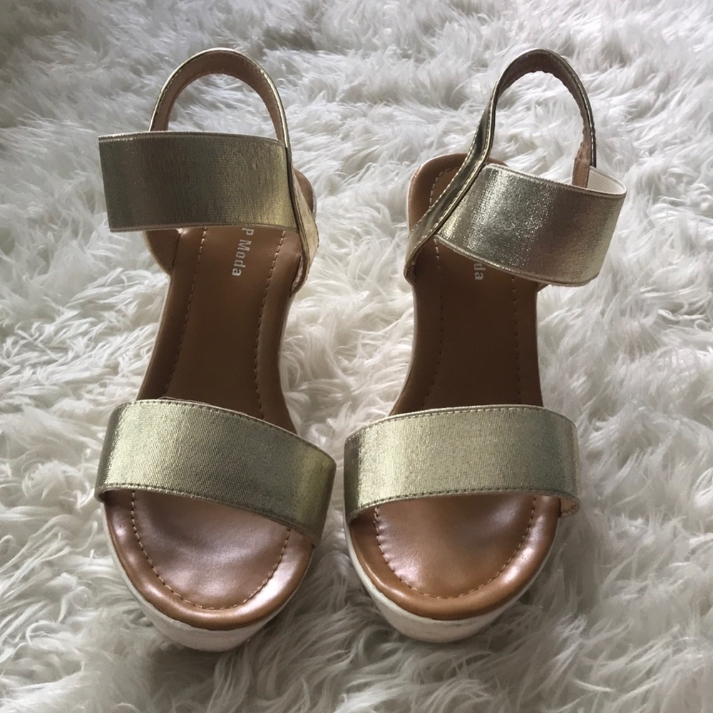Gold Metallic Wedges